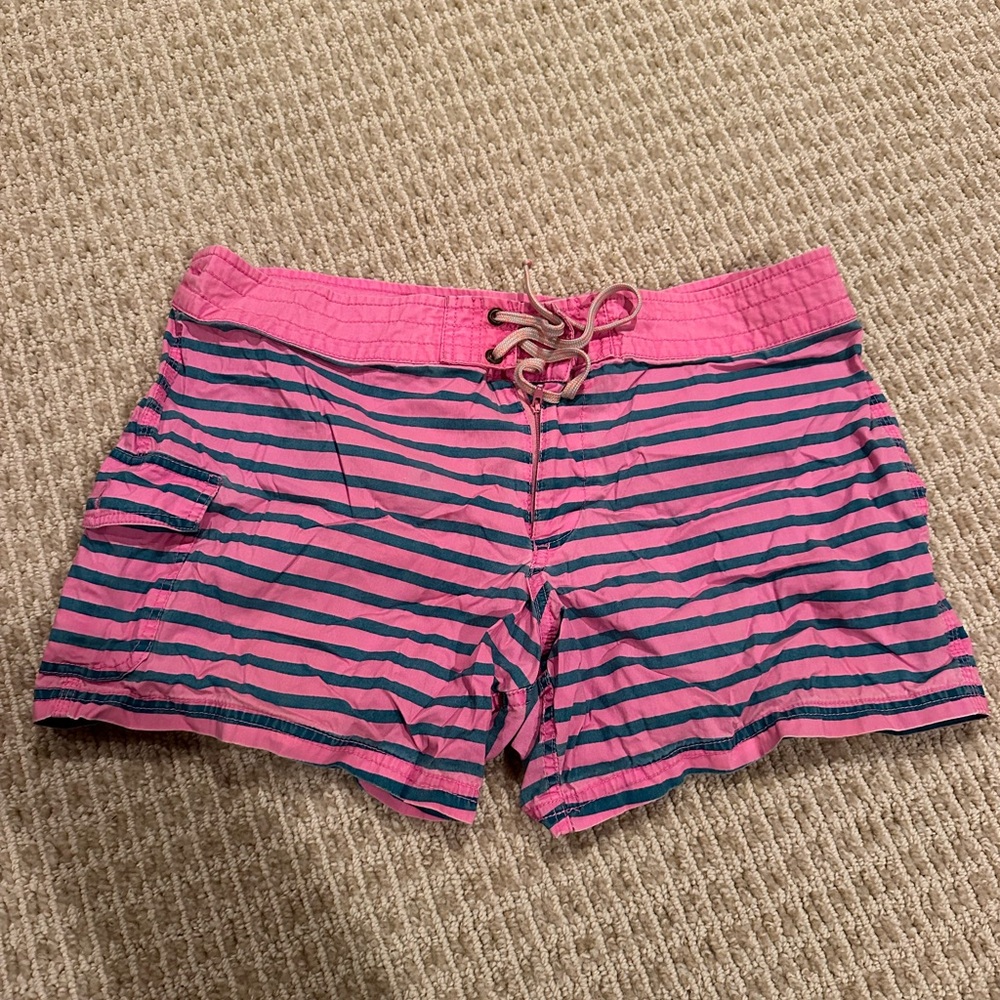 J. Crew Pink and Blue Striped Swim Shorts